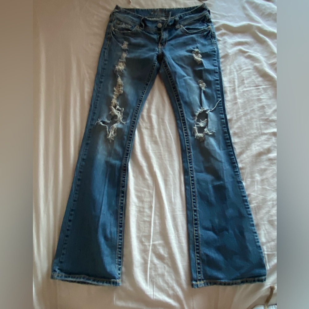 Low-Rise Ripped Jeans